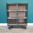 Bar Cabinet - Fir Wood - Black and Metal - on Wheels