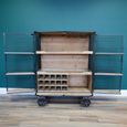 Bar Cabinet - Fir Wood - Black and Metal - on Wheels