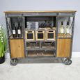 Cabinet - Fir Wood and Metal - Wide - on Wheels
