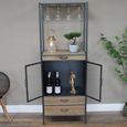 Wine Cabinet - Wood and Metal - 2 Door - 2 Drawer