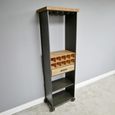 Wine Cabinet - Wood and Metal - Tall - with Wheels