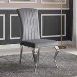 Grey Dining Chairs with Chrome Legs