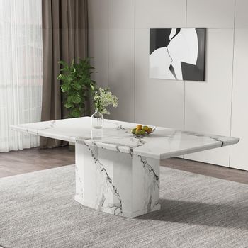 Naples Dining Table - White Marble - Sizes Available