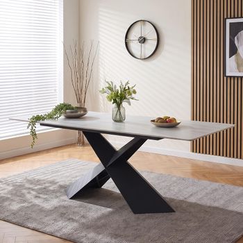 Merlin-White-Ceramic-6-Seater-180cm-Dining-Table-with-Black-Cross-Base