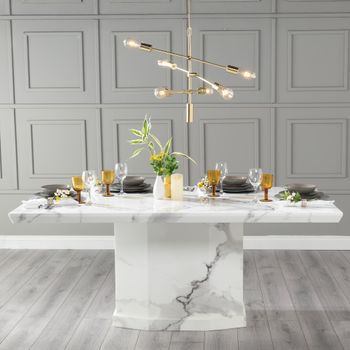 Naples 6 Seater White Marble Dining Table - Sizes Available