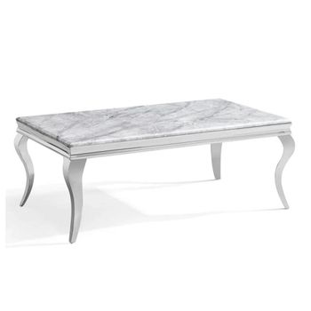Louis Grey Marble and Chrome Coffee Table