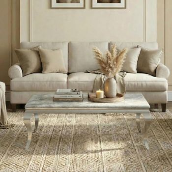 Louis Grey Marble and Chrome Coffee Table