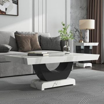 Humz Madrid White Marble and Black High Gloss