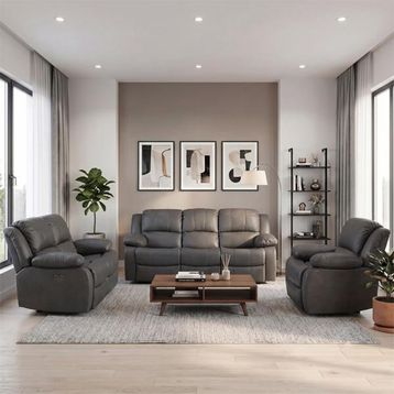 Humz London Grey Leather Sofa