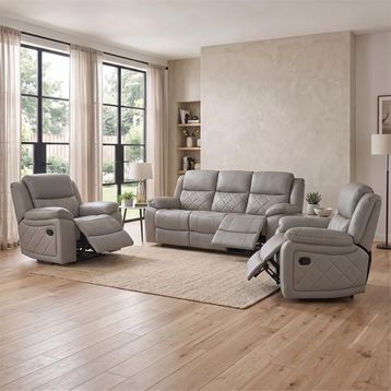 Humz Bentley Light Grey Leather Sofa