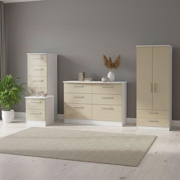 Knightsbridge High Gloss Mushroom and White