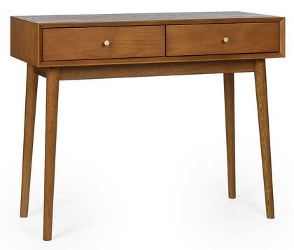 Lowry Cherry Wood Retro Style 2 Drawer Writing Desk CFS UK