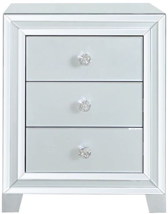 Manhattan Grey Mirrored 3 Drawer Bedside Cabinet