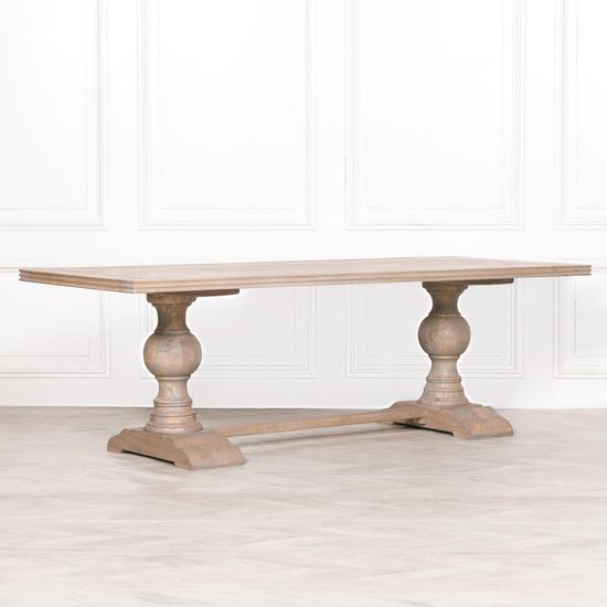 Rustic Mango Wood 10 Seater Double Pedestal Dining Table - 240cm