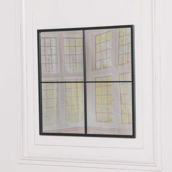 Black Metal Square Window Mirror - 60cm x 60cm