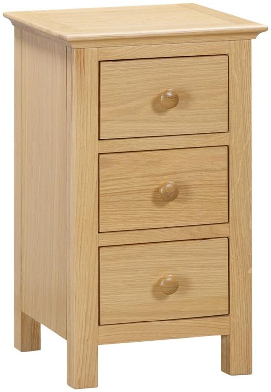 Arlington Oak 3 Drawer Compact Bedside Cabinet