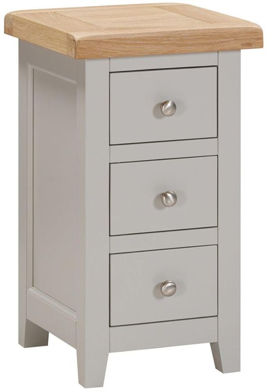 Wilmont Grey Painted 3 Drawer Compact Bedside Cabinet