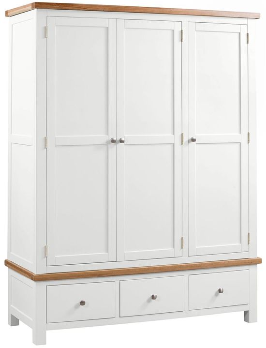 Lundy White Painted 3 Door Triple Wardrobe