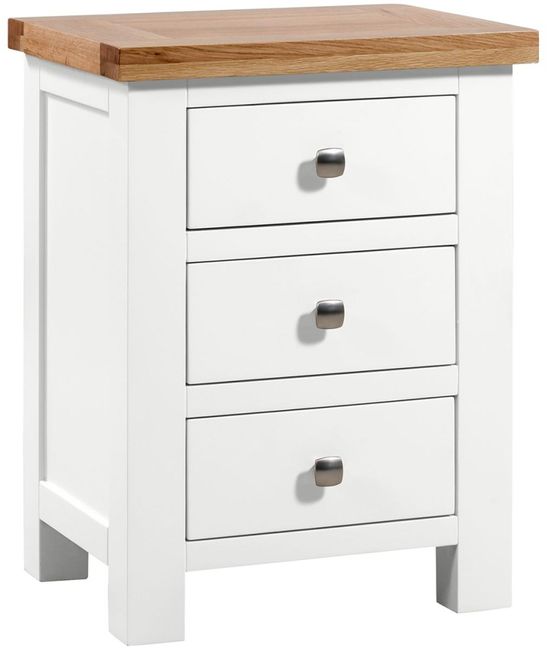 Lundy White Painted 3 Drawer Bedside Cabinet