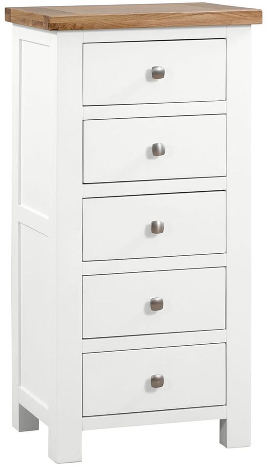 Lundy White Painted 5 Drawer Narrow Chest