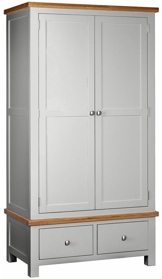 Lundy Grey Painted 2 Door 2 Drawer Double Wardrobe