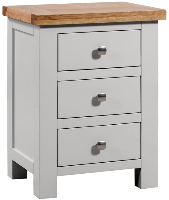 Lundy Grey Painted 3 Drawer Bedside Cabinet