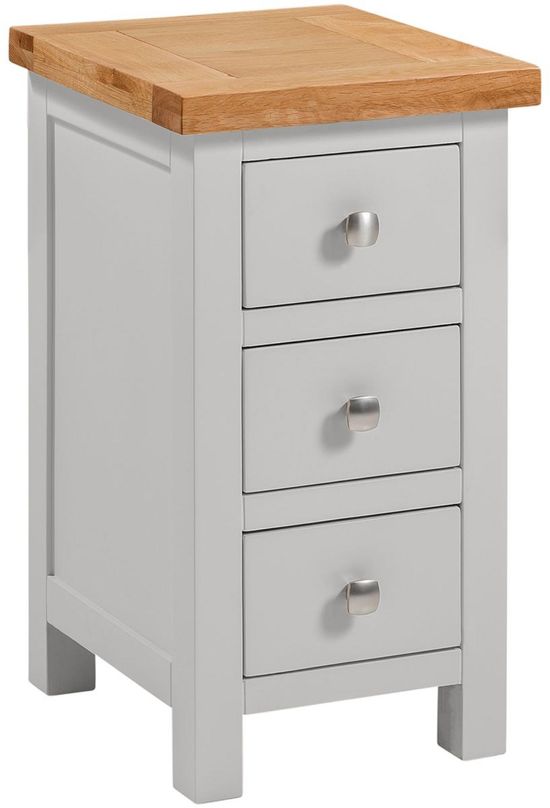 Lundy Grey Painted 3 Drawer Compact Bedside Cabinet