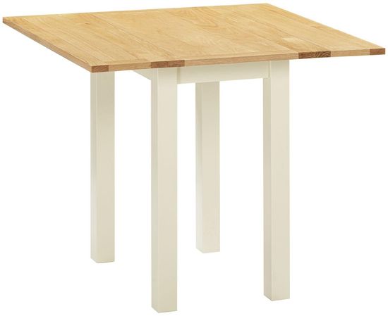 Lundy Ivory Painted 2 Seater Square Drop-Leaf Dining Table