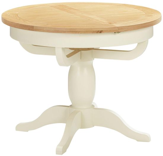 Lundy Ivory Painted 4-6 Seater Oval Extending Dining Table - Pedestal Base