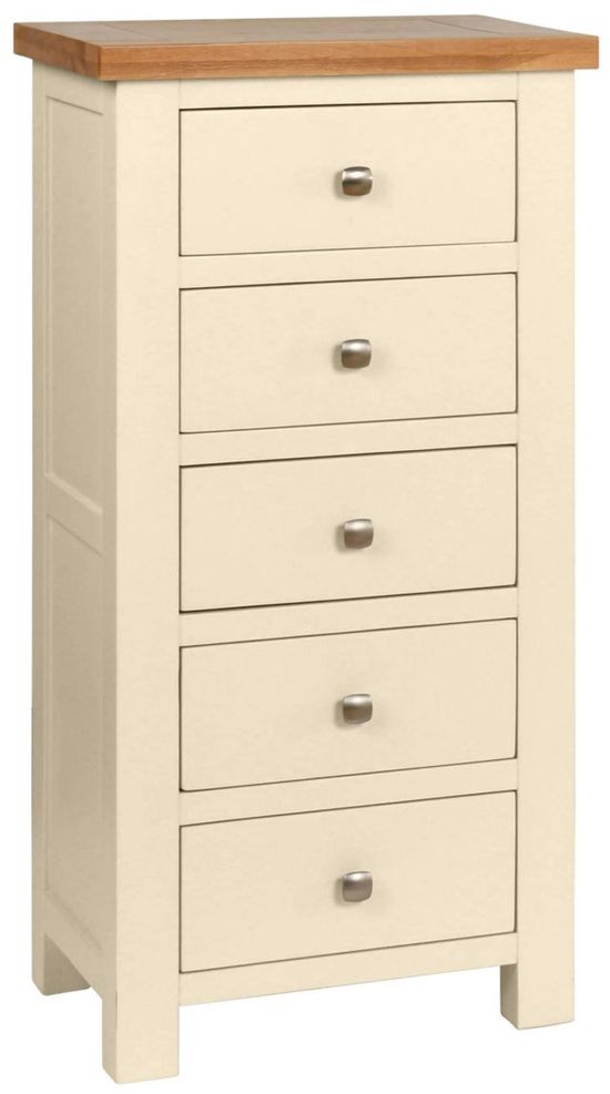 Lundy Ivory Painted 5 Drawer Narrow Chest