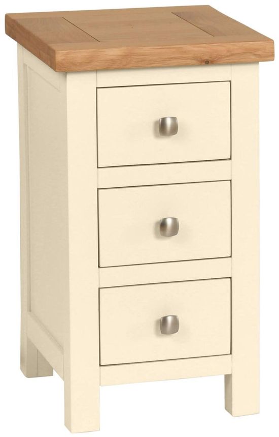 Lundy Ivory Painted 3 Drawer Compact Bedside Cabinet