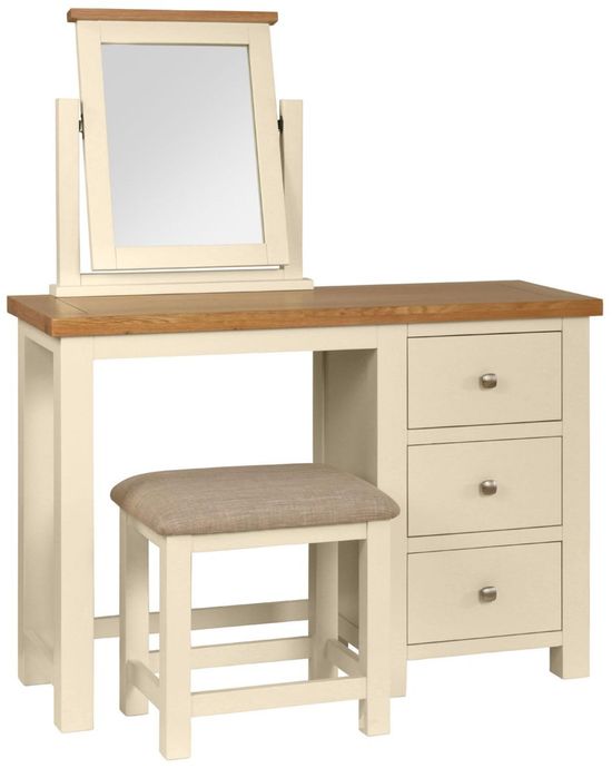 Lundy Ivory Painted 3 Drawer Dressing Table with Stool