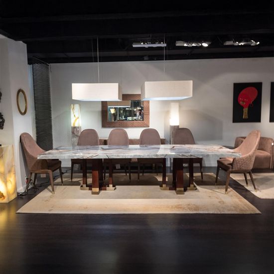 Daytona Marble Large Pedestal Dining Table - Variation Available