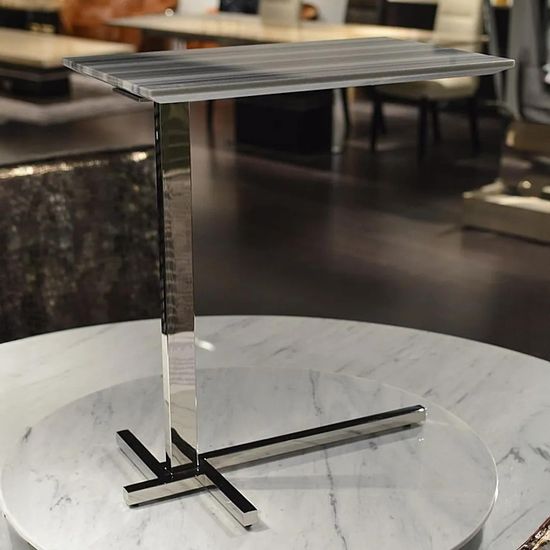 Flamingo Marble Accent Table with Steel Base - Variation Available