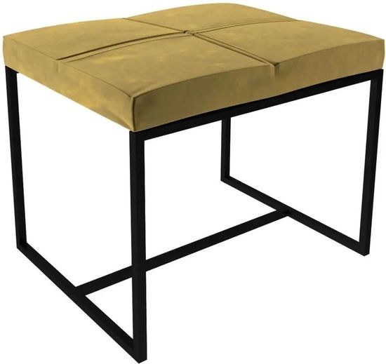 Clearance - Gillmore Space Federico Mustard Velvet Small Upholstered Stool with Black Metal Frame - FSS12618