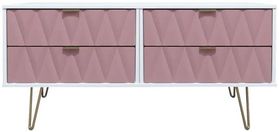 Clearance - Diamond Bed Box with Hairpin Legs - Kobe Pink and White - FS025