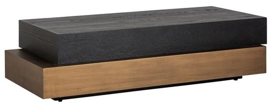 Cambon Dark Oak and Brass Layered Coffee Table