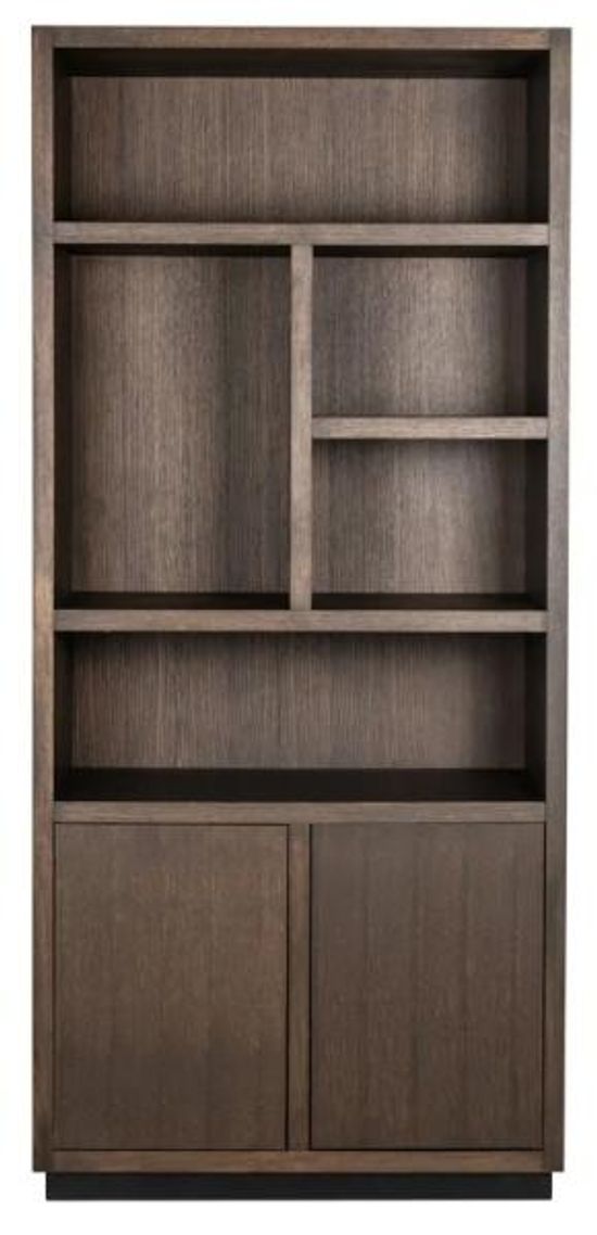 Oakura Dark Oak Bookcase with Cupboard - RH
