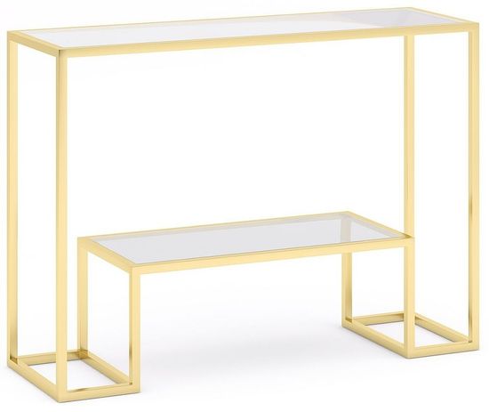 Clearance - Knightsbridge Glass and Gold Console Table - Brand New Item