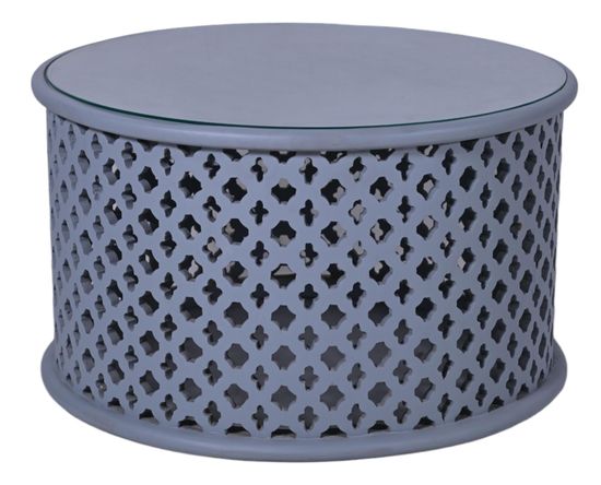 Clearance - Jaipur Lattice Grey Mango Wood Round Coffee Table - Brand New Item