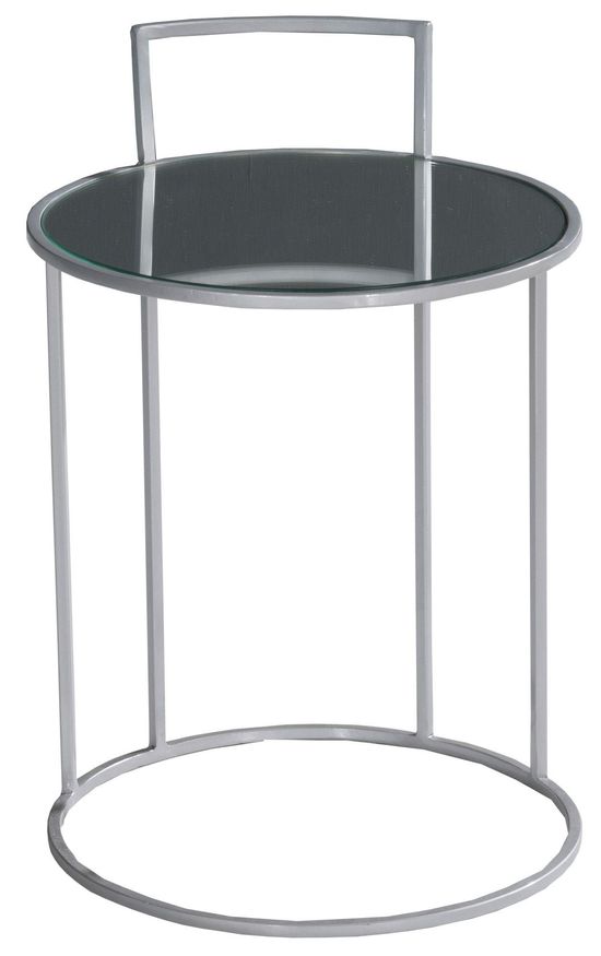 Clearance - Torrance Glass and Silver Round Side Table - Brand New Item