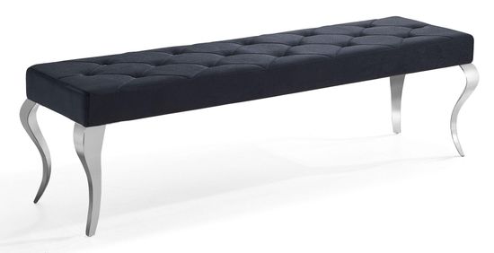 Louis Black Velvet Fabric 170cm Dining Bench