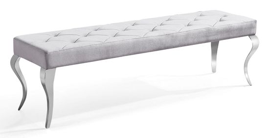 Louis Grey Velvet Fabric 170cm Dining Bench