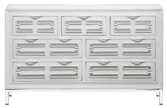 Clearance - Geo White Mirrored Chest - 3+4 Drawer - Brand New Item