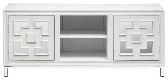 Clearance - Geo White Mirrored TV Unit - 2 Door - Brand New Item