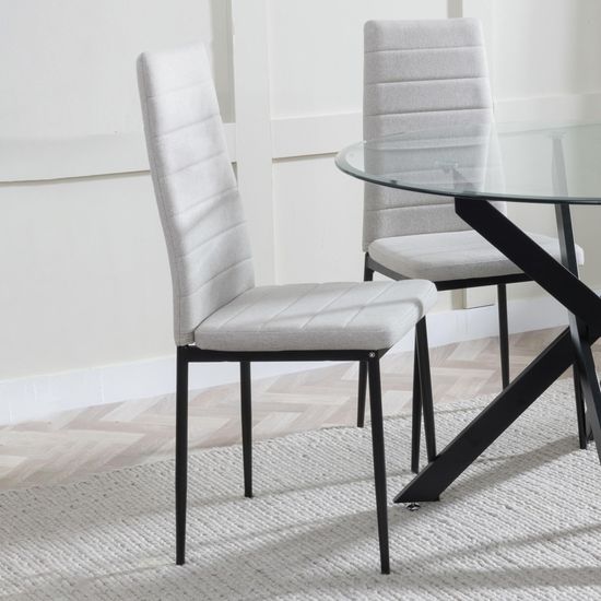 Clearance - Lido Dining Chair in Sand Colour Fabric with Black Legs