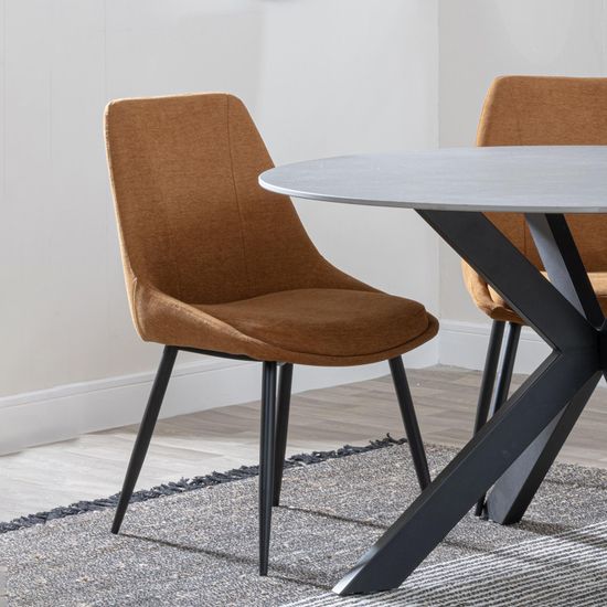 Darwin Orange Fabric Dining Chair with Black Legs