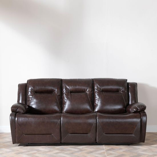 Athena Dark Brown Leather 3 Seater Recliner Sofa