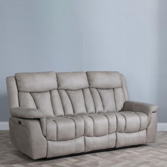 Dylan Sandstone Fabric 3 Seater Electric Recliner Sofa