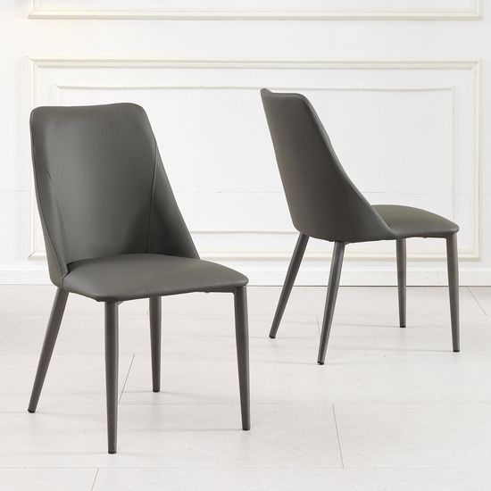 Clearance - Rosie Dark Grey Leather Dining Chair